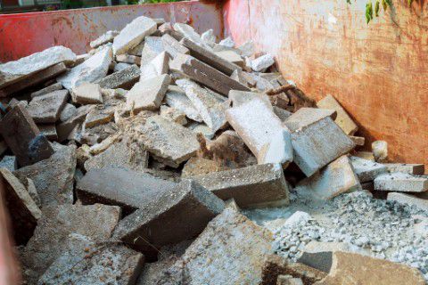 Bricks and construction waste ready for the dump