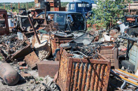 Cars and scrap metals at a transfer station