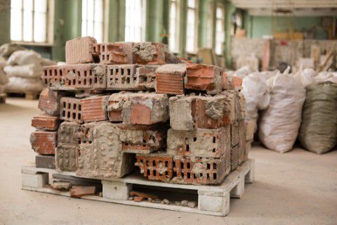 Old constructions bricks ready for garbage